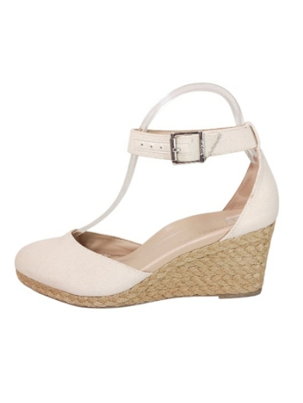 Vionic Wedges Women's 7 Beige Canvas Espadrille Ankle Strap Casual Comfort Shoes